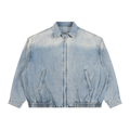 Unisex Vintage Wash Full-Zip Denim Jacket